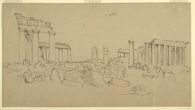 Pohled na Parthenon a okolní ruiny ze západu, Atény, Řecko od Frederic Edwin Church