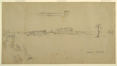 Pohledy na baziliku a Neptunův chrám, Paestum, Itálie od Frederic Edwin Church