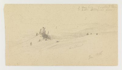 Zalesněný vrchol kopce, kopcovité údolí, slunce od Frederic Edwin Church