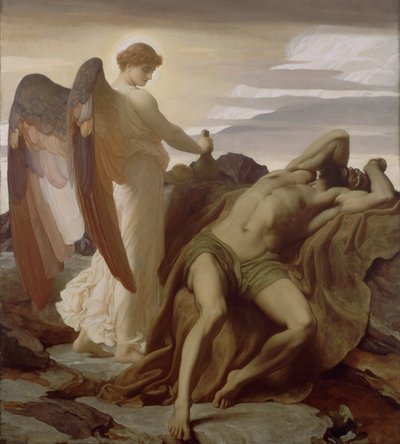 Eliáš na poušti od Frederic Leighton