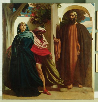 Jezábel a Achab se setkali s Eliášem, kolem roku 1862-3 od Frederic Leighton