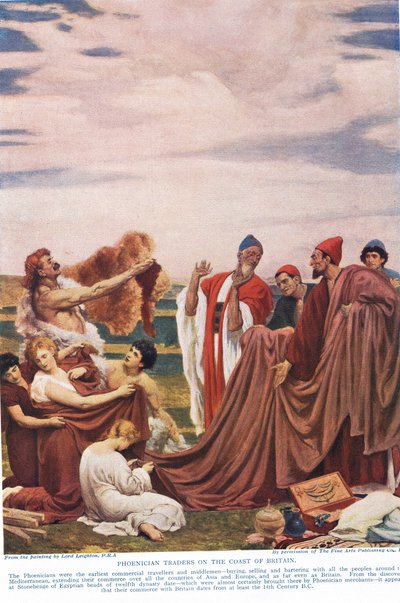 Féničané obchodující s ranými Brity, ilustrace z 