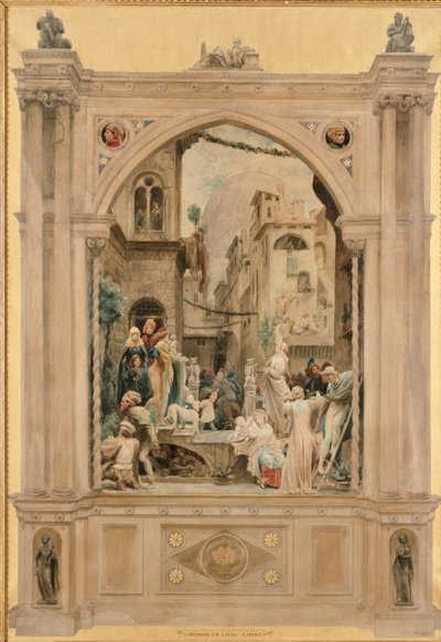 Příprava na Festa, Florencie, 1851 od Frederic Leighton