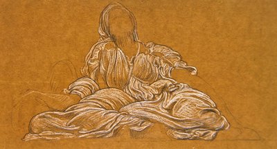 Study for the Dance (černobílá křída na papíře) od Frederic Leighton
