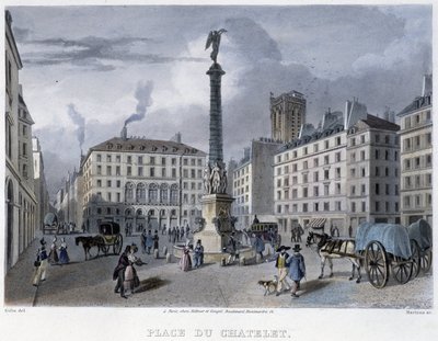 Place du Chatelet – v “”Paříži roku 1832” od Martense od Frederic Martens