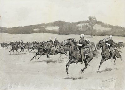 Baterie K ve společnosti Drill v Berkshire Hills, Massachusetts od Frederic Remington