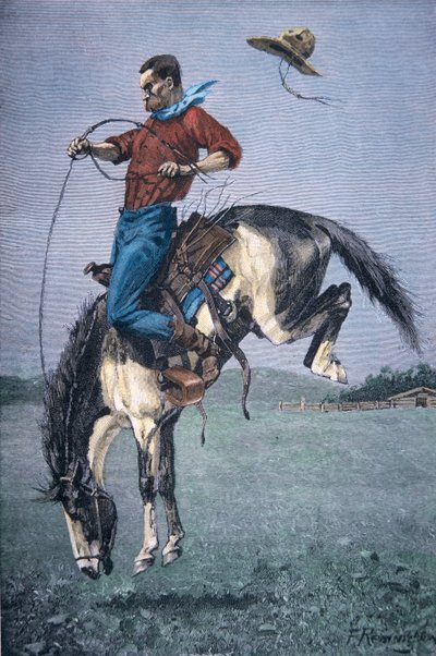 Bronco-Buster (barevná rytina) od Frederic Remington