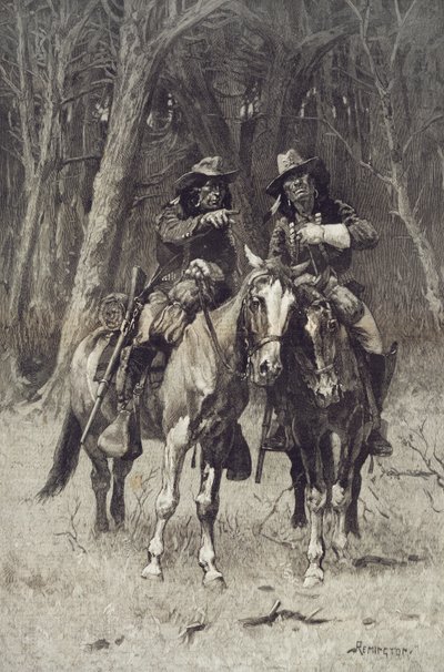 Cheyenne Scouts Patrolling the Big Timber of the North Canada, Oklahoma, 6. dubna od Frederic Remington