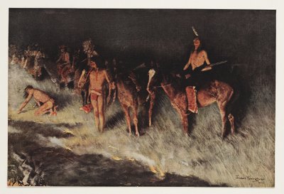 Fire on the Prairie, od Colliers Weekly, pub.1908 od Frederic Remington
