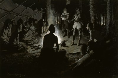 Rada francouzských průzkumníků s indiány od Frederic Remington
