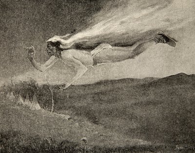 Zářivý jako Ishkoodah, kometa, Jako hvězda s ohnivými kadeřemi, z The Song of Hiawatha od Henryho Wadswortha Longfellowa (1807-82), hospoda. George G. Harrap und Company Ltd., 1911 od Frederic Remington
