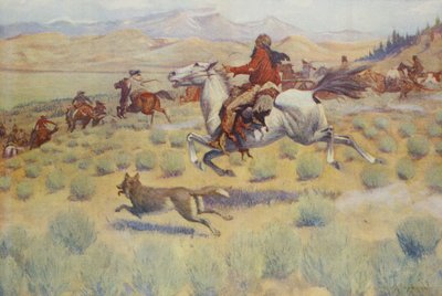 Hunting on the Prairie, od Colliers Weekly, pub.1904 od Frederic Remington