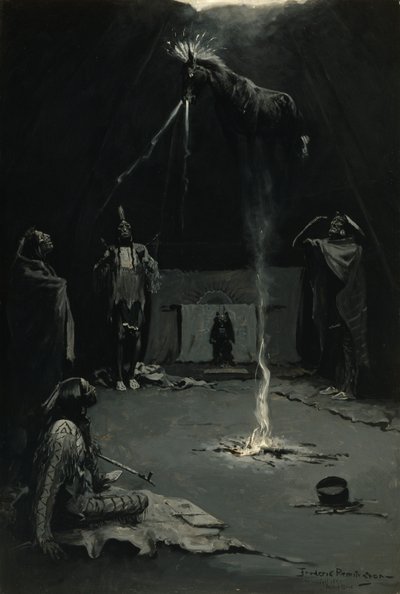 Indiánský bůh ohně (Jízda léčebného koně) od Frederic Remington