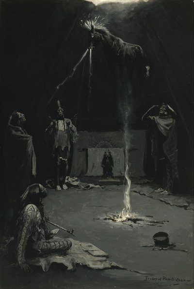 Indiánský bůh ohně (Jízda léčebného koně) od Frederic Remington