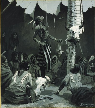 Mandanský iniciační ceremoniál od Frederic Remington