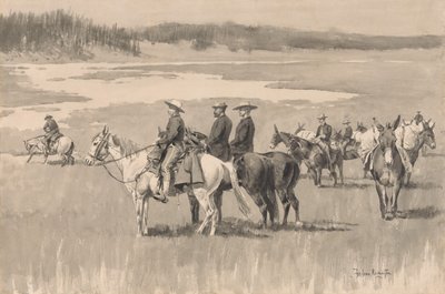 On the Head-Waters--Burgess Finding Ford, ca. 1893. od Frederic Remington
