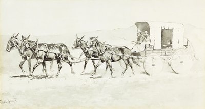 Jedna z Williamsonových scén, kolem roku 1892 (pero a štětec a černý inkoust a čínská bílá na papíře) od Frederic Remington