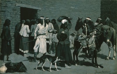 Pueblo Indian Village (distribuce hovězího v San Carlos Agency) kolem roku 1889 od Frederic Remington