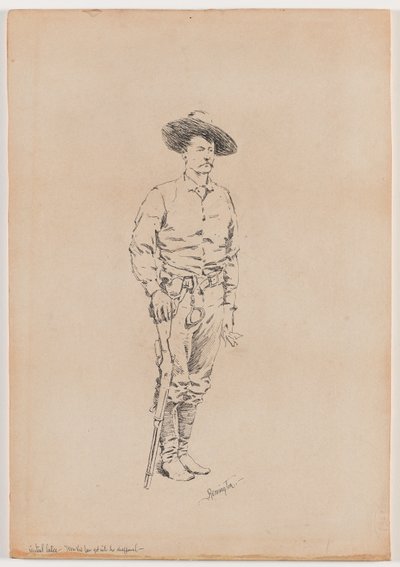 Náčrt texaského rangera pro „How the Law Dostal se do Chaparral" od Frederic Remington