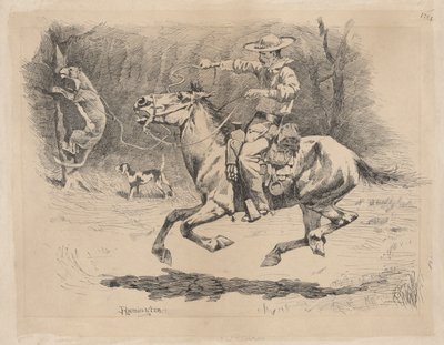 Pobídl svého koně v pronásledování od Frederic Remington