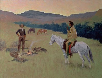 The Conversation, neboli pochybná společnost (olej na plátně) od Frederic Remington