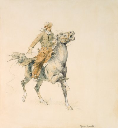 The Cowboy, cca 1897 (wc na papíře) od Frederic Remington