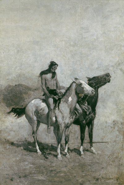 Požírač ohně zasypal svou oběť přes svého poníka, kolem roku 1900 od Frederic Remington