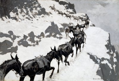 The Mule Pack (Red-Vlak mířící do Stříbrných dolů, Colorado) 1901 od Frederic Remington