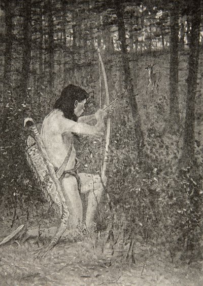 Pak Hiawatha na kolenou povstal a namířil šíp, z Písně o Hiawathovi od Henryho Wadswortha Longfellowa (1807-82), vyd. George G. Harrap und Company Ltd., 1911. od Frederic Remington