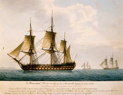 Louis Antoine, loď hraběte de Bougainville (1729-1811) Bien-Aime od Frederic Roux