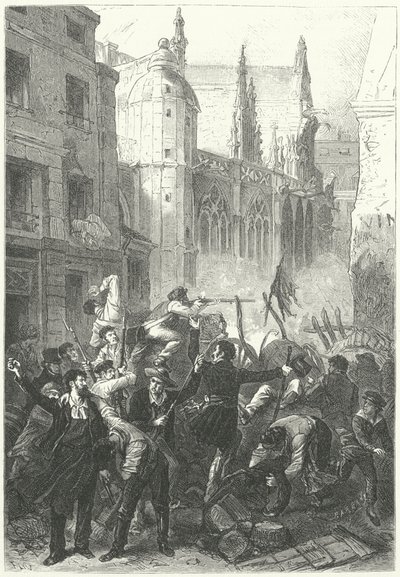Červnové povstání, revoluce 1848, Paříž (rytina) od Frederic Theodore (after) Lix