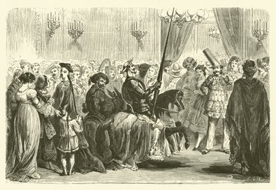 Maskovaný ples Grande Monde: vchod Dona Quijota (rytina) od Frederic Theodore (after) Lix
