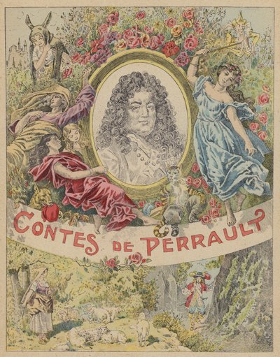 Ilustrace titulní strany pro Les Contes de Perrault (barevné lito) od Frederic Theodore (after) Lix