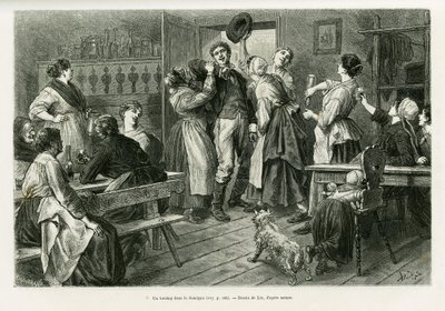 Hitztag, jakýsi karneval, kde je ženám vše dovoleno, v Sundgau. Rytina od Lixe k ilustraci příběhu A trevers l