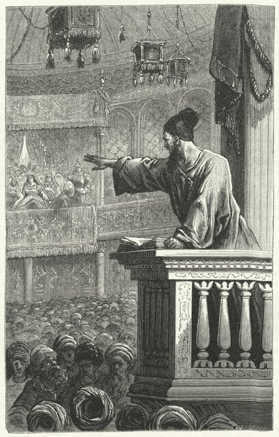 Imám čtení z Koránu (rytina) od Frederic Theodore Lix