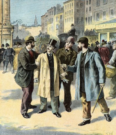 Zatčení Leopolda Emila Arona, 1895 (Ilustrace) od Frederic Theodore Lix