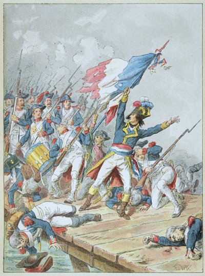 Bonaparte překročil most d Arcole v listopadu 1796 od Frederic Theodore Lix