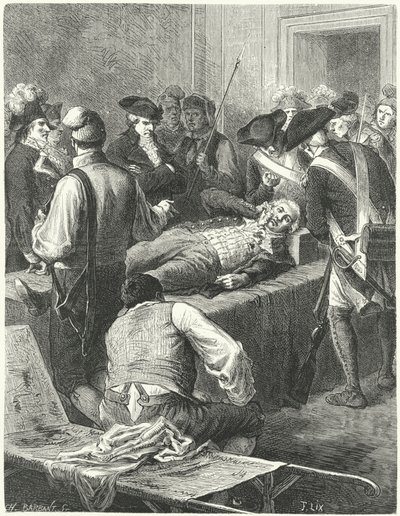 Zraněný Maximilien Robespierre ve Výboru pro veřejnou bezpečnost čeká na svou popravu, 1794 od Frederic Theodore Lix