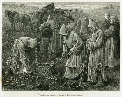 Trappisté v práci. Rytina od Lixe k ilustraci příběhu A travers l