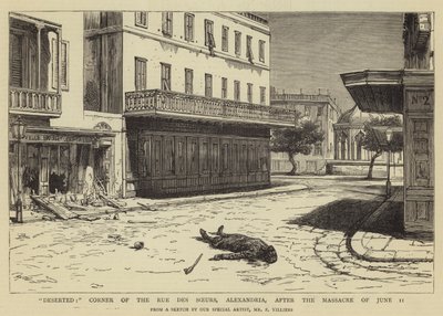 Opuštěný roh Rue des Soeurs v Alexandrii po masakru 11. června od Frederic Villiers