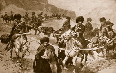 Kozácký sanitní konvoj v horách Kavkazu, 1914-1919 od Frederic de Haenen
