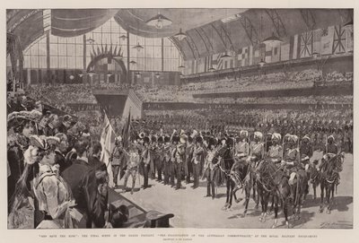 Bůh ochraňuj krále, závěrečná scéna Velké přehlídky, Inaugurace Australského společenství, na Královském vojenském turnaji od Frederic de Haenen