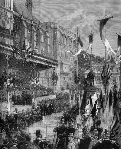 Inaugurace sochy Adolphe Thiers (1797-1877) na Place Thiers de Saint Germain en Laye (Saint-Germain-en-Laye), 19. září od Frederic de Haenen