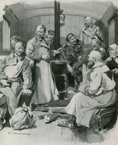 Interiér sibiřského vězeňského vozu od Frederic de Haenen