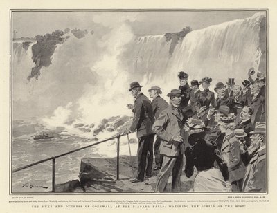 Vévoda a vévodkyně z Cornwallu u Niagarských vodopádů, sledující Dítě mlhy od Frederic de Haenen