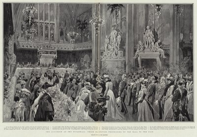 Oběd v Guildhall, Jejich Veličenstva postupují Halou na pódium od Frederic de Haenen