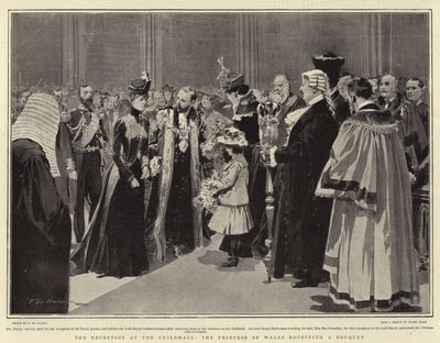 Recepce v Guildhall, princezna z Walesu obdrží kytici od Frederic de Haenen