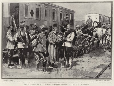 Rusové v Mandžusku, odstranění pacientů s cholerou v Kharbii od Frederic de Haenen