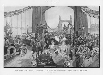Scéna na Hammersmith Bridge během sezóny od Frederic de Haenen
