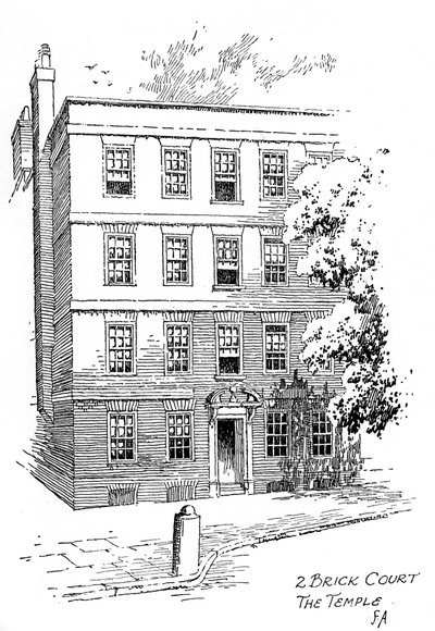 Oliver Goldsmiths dům, 2 Brick Court, Temple, Londýn, 1912 od Frederick Adcock